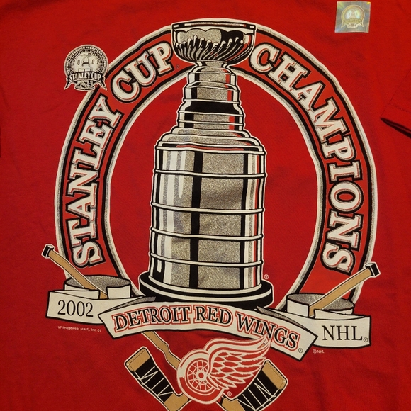 Vintage NWT Detroit Red Wings Stanley Cup Champions 2002 T Shirt Mens XL - Picture 2 of 6